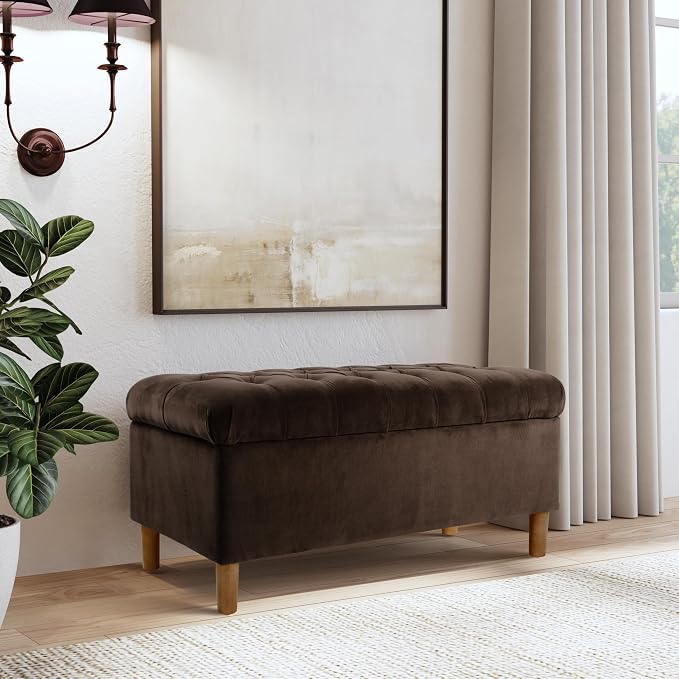 Homepop Home Decor | Tufted Ainsley Button Storage Ottoman Bench - Image 4