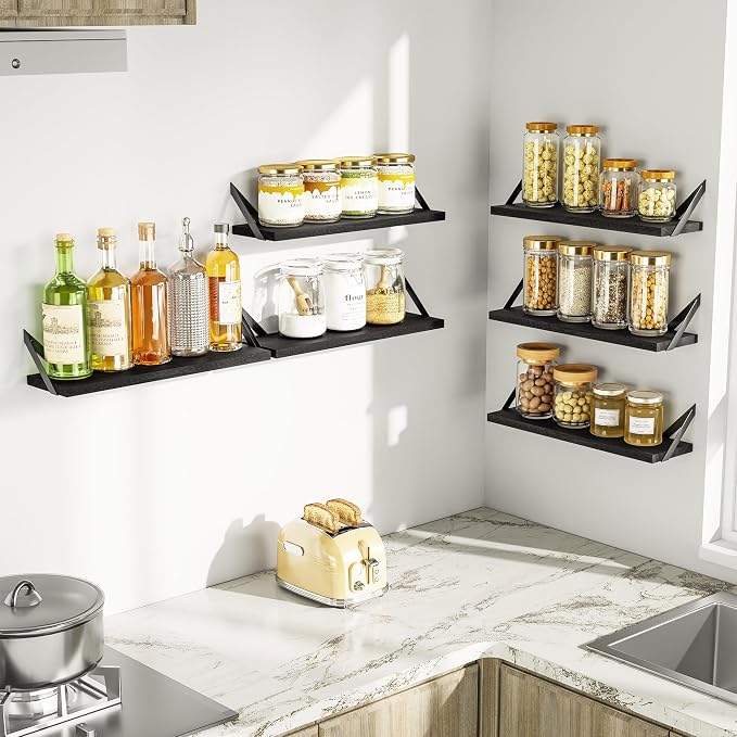SRIWATANA Floating Shelves for Wall Decor, Wood Wall Shelves for Bathroom - Image 7