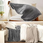 Bedsure GentleSoft Fleece Bed Blankets Queen Size Grey - Image 4