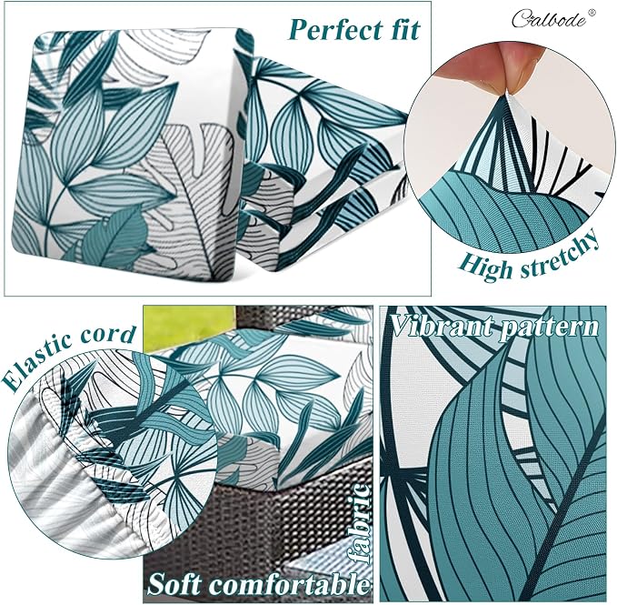 CALBODE 8Pcs Stretch Patio Cushion Cover Outdoor Cushion Cover Replacement - Image 3
