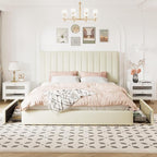 Allewie King Size Storage Bed Frame, Vertical Channel Tufted Adjustable - Image 3