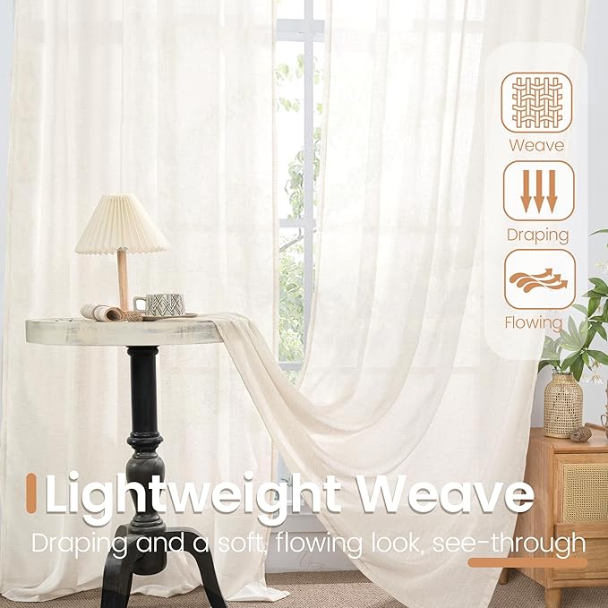 BGment Linen Curtains 84 Inch Length - Image 4
