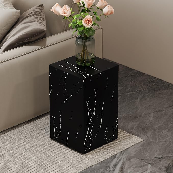 Black Rectangular End Coffee Table, Modern Elegant Bedside Nightstand Table by KTRolster