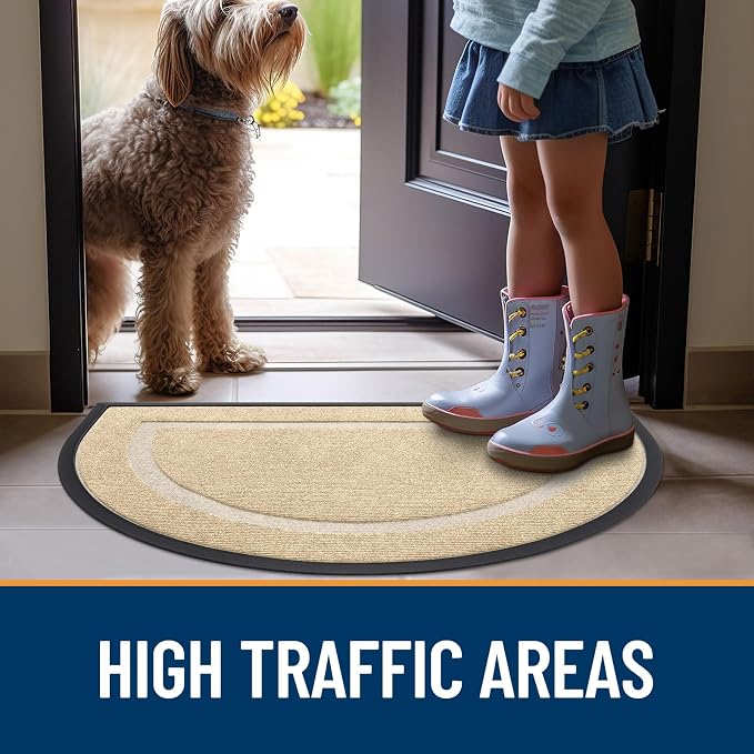 OLANLY Half Circle Front Door Mat Outside 29.5x17 All-Season Rubber Doormat | - Image 8