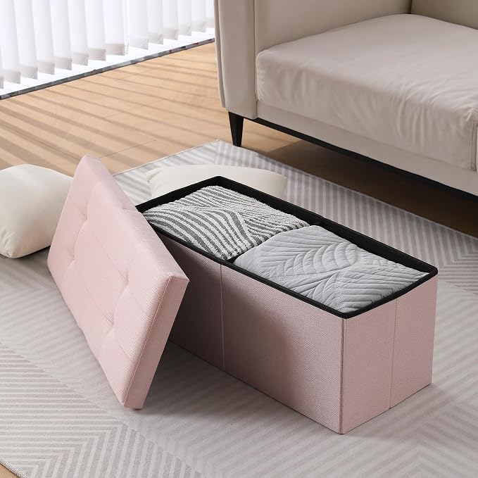 Storage Ottoman Bench Foldable Seat Footrest Shoe Bench End of Bed Storage - Image 6