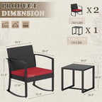 Homall Patio Furniture Set 3 Piece Resin Outdoor Bistro Set Rocking Patio Chairs - Image 3