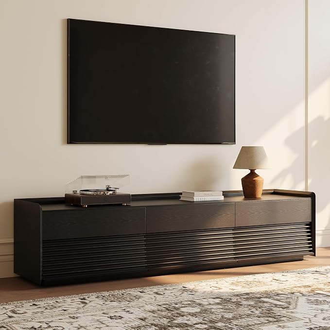 POVISON Fully-Assembled Mid Century Modern TV Stand, 78.74" Wood Media Console by POVISON
