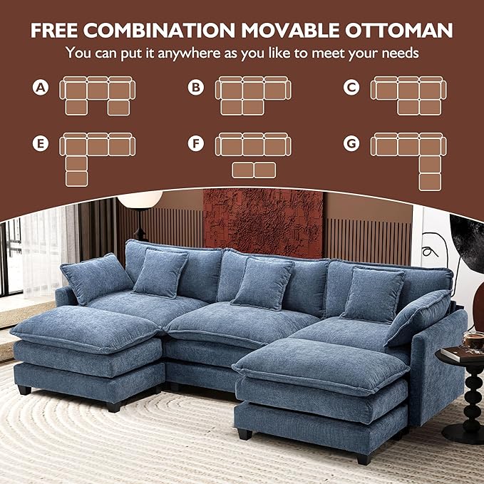 Ihanherry 111.4" U Shaped Modern Sofa Modular Sectional Cloud Couch - Image 6