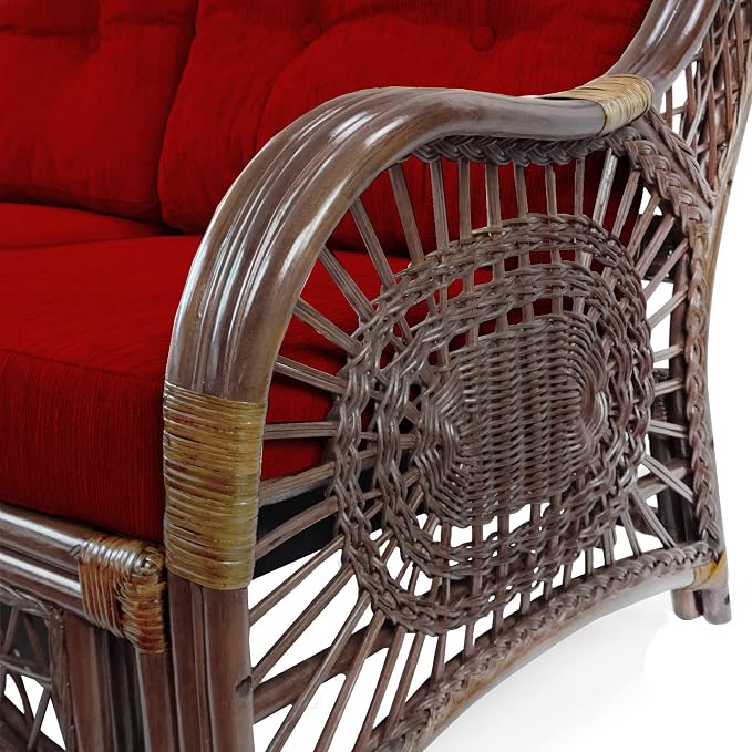 Malibu Lounge Set of 4: 2 Natural Rattan Wicker Chairs, Three-Seater Sofa - Image 9