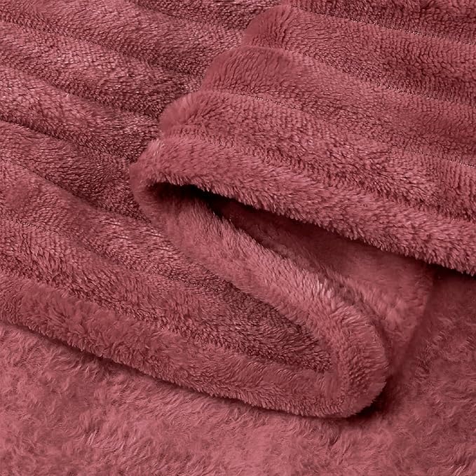 BEDELITE Ribbed Jacquard Brick Dust Fleece Twin Blanket - Image 9