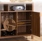 SICOTAS Rattan Coffee Bar Cabinet, Boho Liquor Wine Cabinet Set of 2 Credenza - Image 7