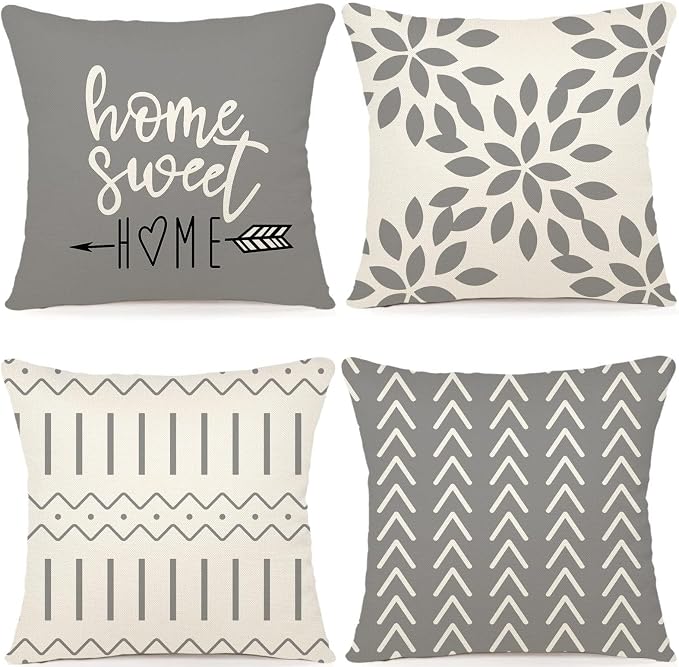 YCOLL Pillow Covers 18x18 Set of 4，Modern Sofa Throw Pillow Cover, Decorative by PillowCoversExpert