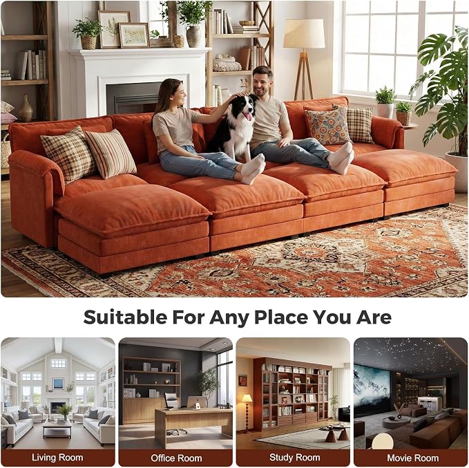 ELUCHANG Oversized 153" Modular Sectional Sofa, Comfy Deep Seat Cloud Couch - Image 7