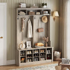 Wodeer Hall Tree with Bench and Shoe Storage, 6 Hooks, 12 Shoe Cubbies by WODEER