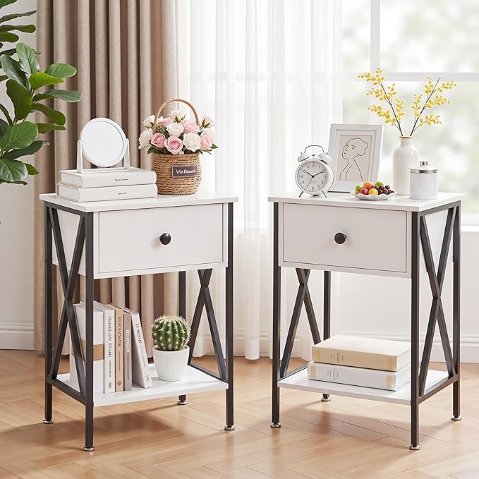 VECELO Nightstands Set of 2, Modern Bedside End Tables, Night Stands by VECELO