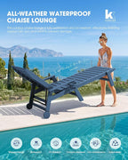 KINGYES HDPE Lounge Chair Outdoor, Patio Chaise Lounge Recliner - Image 6