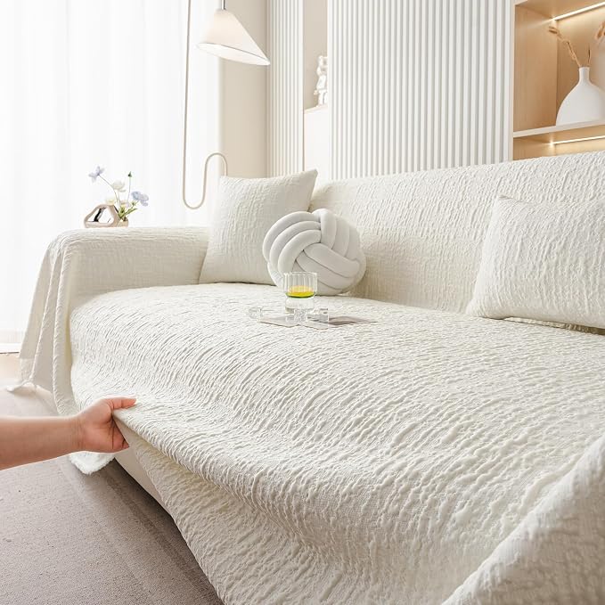 DREAMINGO Bubble Textured Cooling Sofa Cover, Ice Silk Breathable Couch Cover - Image 2
