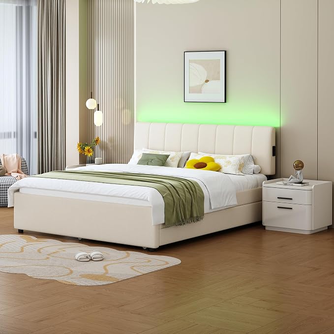 Queen Size Upholstered Platform Bed - Image 4