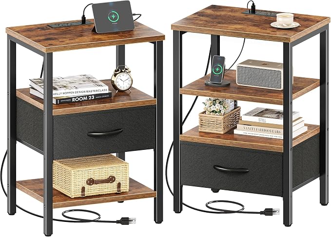 SUPERJARE Nightstand Set of 2, Bed Side Tables by SUPERJARE