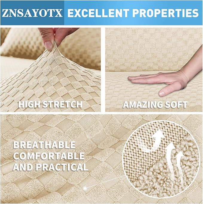 ZNSAYOTX Sectional Couch Covers, Stretch Jacquard Slipcovers - Image 5
