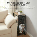 Skinny Side Table with Storage, 3 Tier Slim Side Tables - Image 12