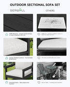 SERWALL HDPE Patio Sofa Set, 3-piece Sectional Outdoor Furniture Set, All - Image 5