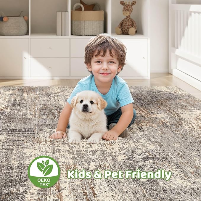 LOONGRUG 7x10 Area Rug Washable Large Neutral Modern Living Room Rugs | - Image 7