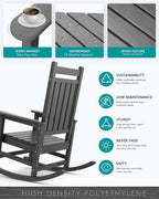 SERWALL Outdoor Rocking Chair Set of 2, HDPE Rocking Chairs - Image 4