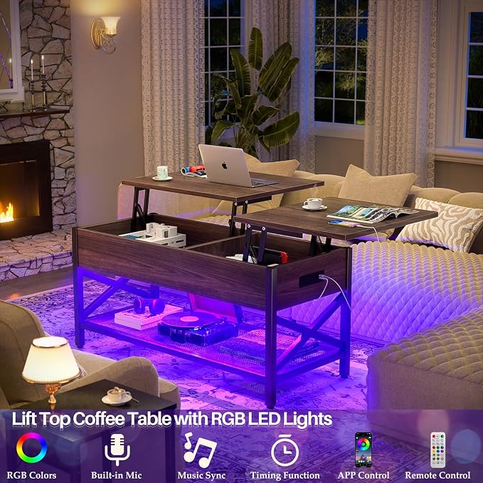 Aheaplus Coffee Table, Lift Top Coffee Table - Image 3