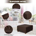 NeColorLife Square Ottoman Cover Jacquard Fabric Thick Stretchable Slipcover - Image 2