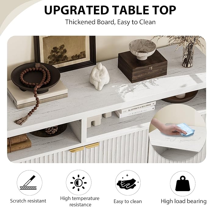 GarveeLife 65 Inch Fluted Sideboard Buffet Cabinet - Image 3