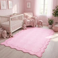 GarveeHome 4x6 Scalloped Washable Area Rug Pink Nursery Kids Bedroom Rug | Soft by GarveeHome