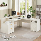 YOMILUVE 63" Farmhouse L Shaped Executive Desk - Image 3