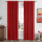 MIULEE 100% Blackout Linen Curtains 42 x 84 Inch Christmas Red 2 Panels | by MIULEE