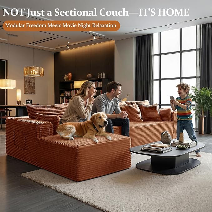 138" Cloud Sectional Couch, Comfort L Shaped Boneless Couch - Image 4