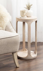 Kate and Laurel Dahl Wooden Round Drink Table; 12 x 23; Whitewash; Transitional - Image 4