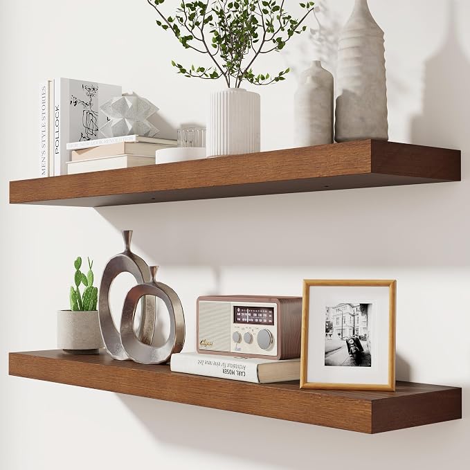 fuqing Rustic Floating Shelves for Wall, 36 Inch Floating Shelves Set of 2 by Fuqing