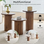 Round Nesting Coffee Table Set of 3 Mid Century Modern Wood Round Coffee Tables - Image 8