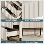 UEV Beige Fluted Nightstand Set of 2, Modern Nightstand - Image 5
