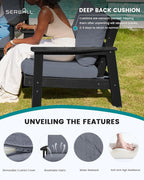 SERWALL HDPE Outdoor Patio Loveseat, All Weather Wood-Like Outdoor Sofa HDPE - Image 3