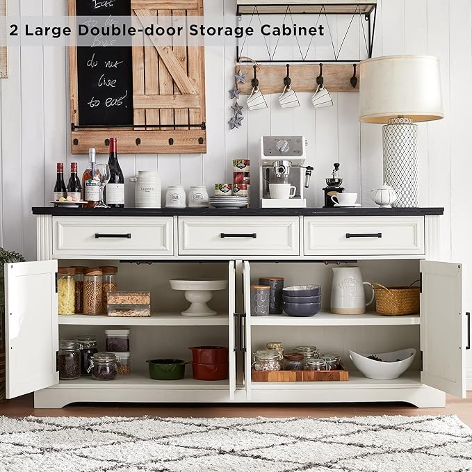 JXQTLINGMU 66" Farmhouse Buffet Cabinet - Image 4