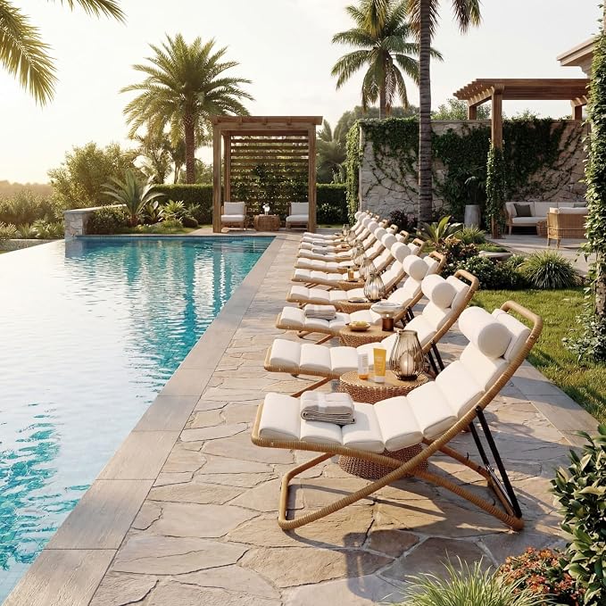 Outdoor Chaise Lounge Chair Set of 2, Patio Chaise Lounge Recliner, Poolside - Image 4