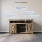 BELLEZE Modern 48 Inch Barn Door Wood TV Stand & Media Entertainment Center - Image 3