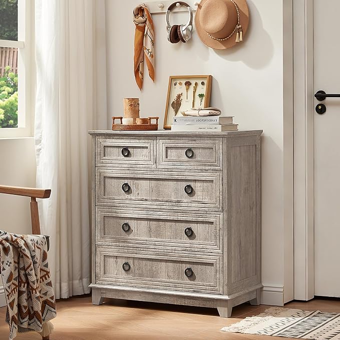 Joaxswe Farmhouse 5 Drawer Dresser - Image 5