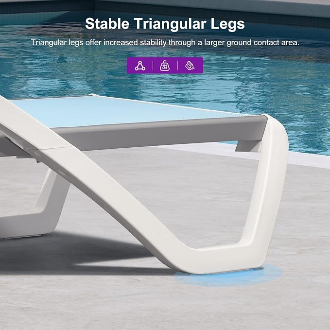 PURPLE LEAF Patio Chaise Lounge Chair Set Outside Aluminum Plastic Stackable - Image 8
