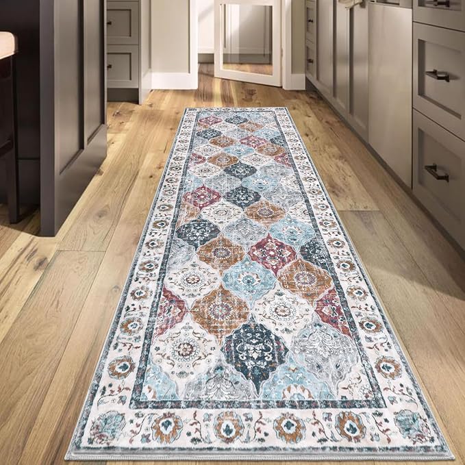 HEBE Hallway Runner Rug 2'8''x8', Washable Non Slip Kitchen Rug Runner | Soft - Image 8