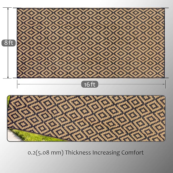 SAND MINE Reversible Mats, Plastic Straw Rug, Modern Area Rug, Large Floor Mat - Image 2