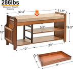 PETKABOO Shoe Bench with Hidden Drawer and Side Holder, 2 Tier Entryway Bench - Image 2