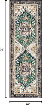 Yamaziot Washable Runner Rug, 2x6 Non-Slip Boho Vintage Hallway Kitchen Rug | - Image 2