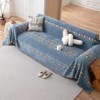 DREAMINGO Blue Boho Couch Cover Geometric Jacquard Sofa Covers - Image 7